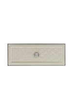 Embossed faux alligator skin drawer fronts with polished-chrome tone and faux crystal bejeweled knobs