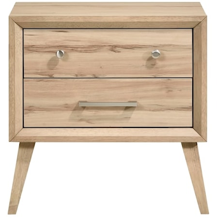 Mid-Century Modern 2-Drawer Nightstand with Splayed Legs