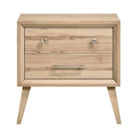 Mid-Century Modern 2-Drawer Nightstand with Splayed Legs