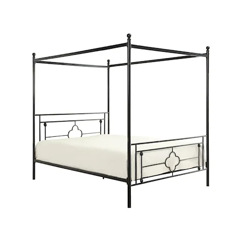Traditional Metal Queen Platform Bed with Canopy