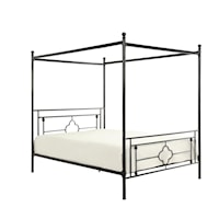Traditional Metal Queen Platform Bed with Canopy
