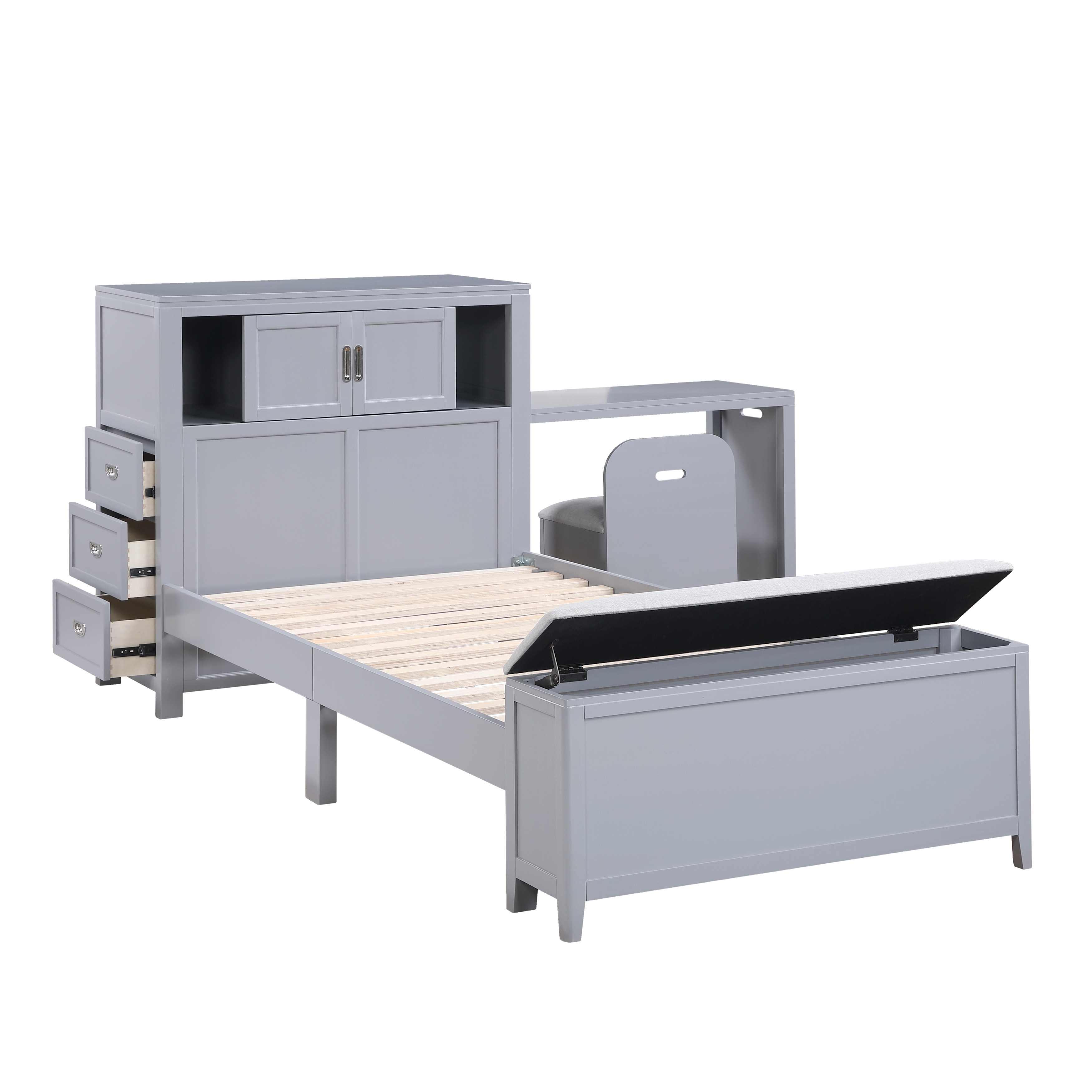 Homelegance Sloane Twin Bookcase Bed with Hidden Desk