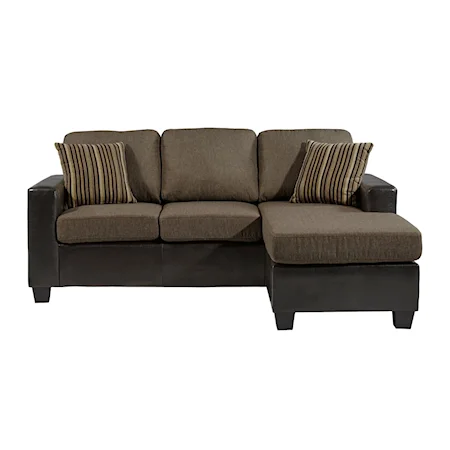 Contemporary Reversible Chaise Sofa with Throw Pillows