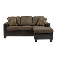 Contemporary Reversible Chaise Sofa with Throw Pillows