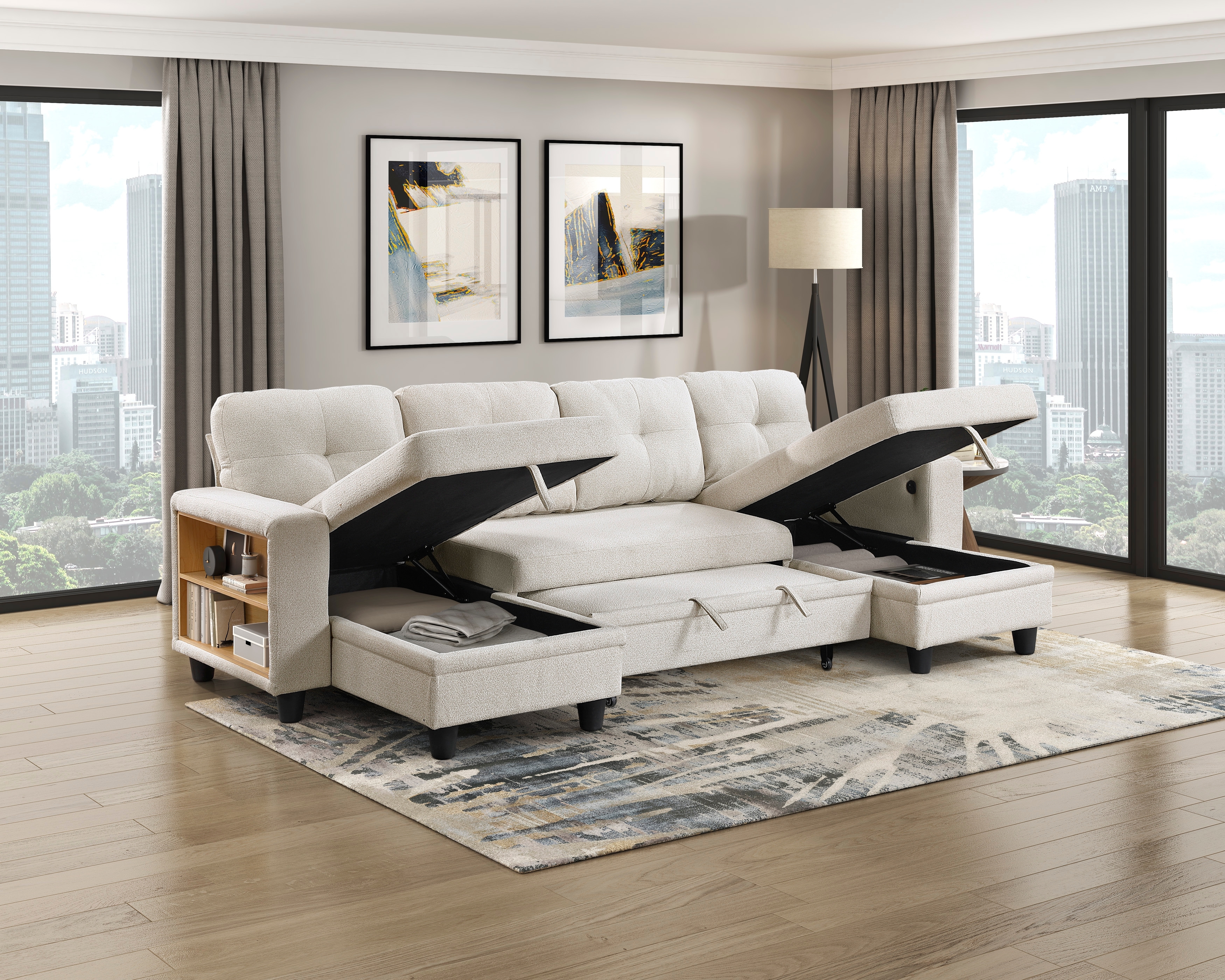 Homelegance Ansley 4-Piece Sectional Sofa with Pull-Out Bed
