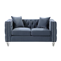 Glam Loveseat with Nailhead Trim and Tufted Detail