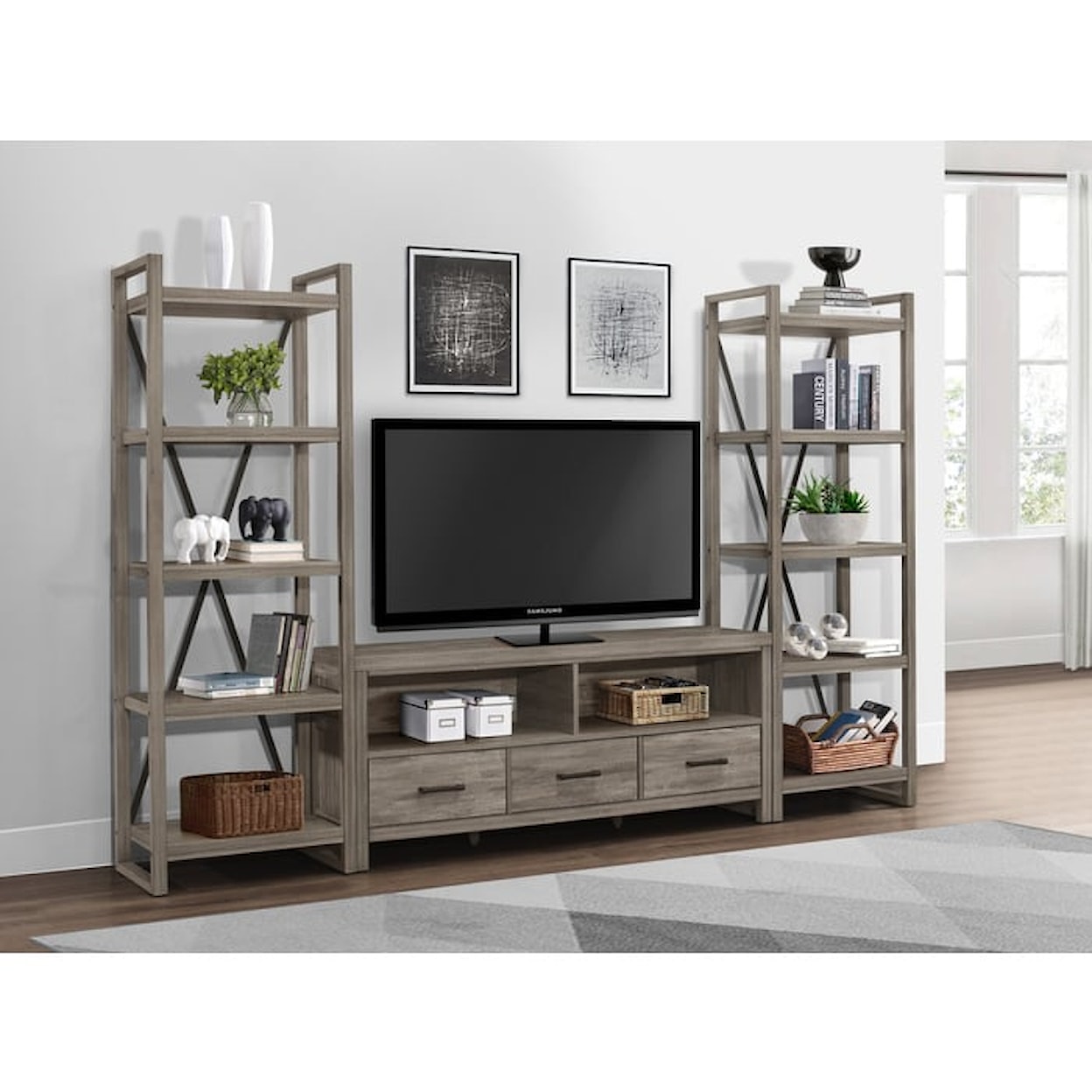 Homelegance Furniture Bainbridge TV Stand with 2 Open Storage Cabinets