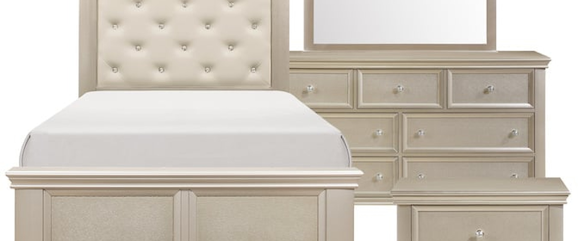Glam Four Piece Twin Bedroom Set