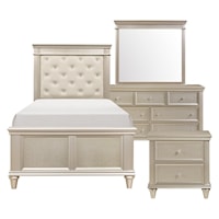 Glam Four Piece Twin Bedroom Set