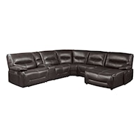 Transitional 6-Piece Power Reclining Sectional with Chaise
