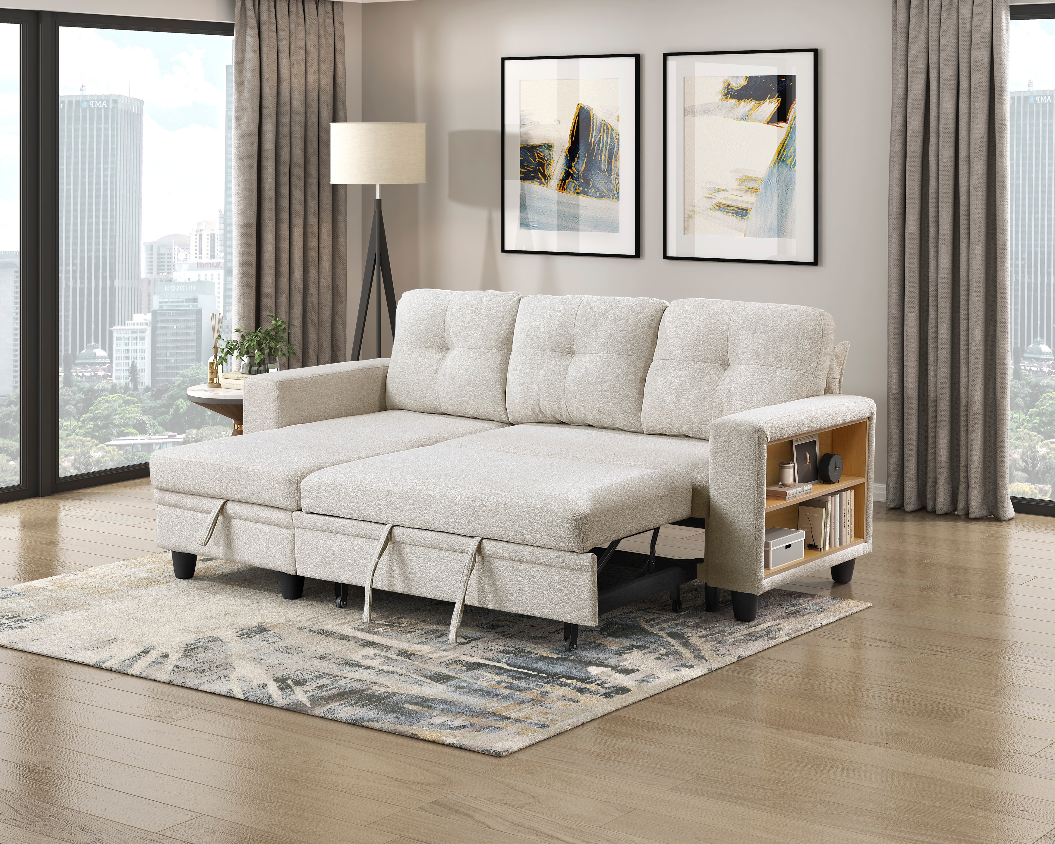 Homelegance Ansley 3-Piece Sectional Sofa with Pull-Out Bed