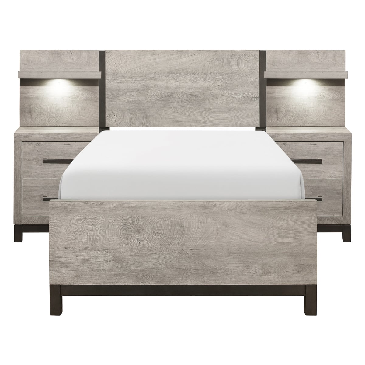Homelegance Zephyr Twin Panel Wall with Two Nightstands