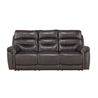 Transitional Double Reclining Sofa with Nailhead Trim