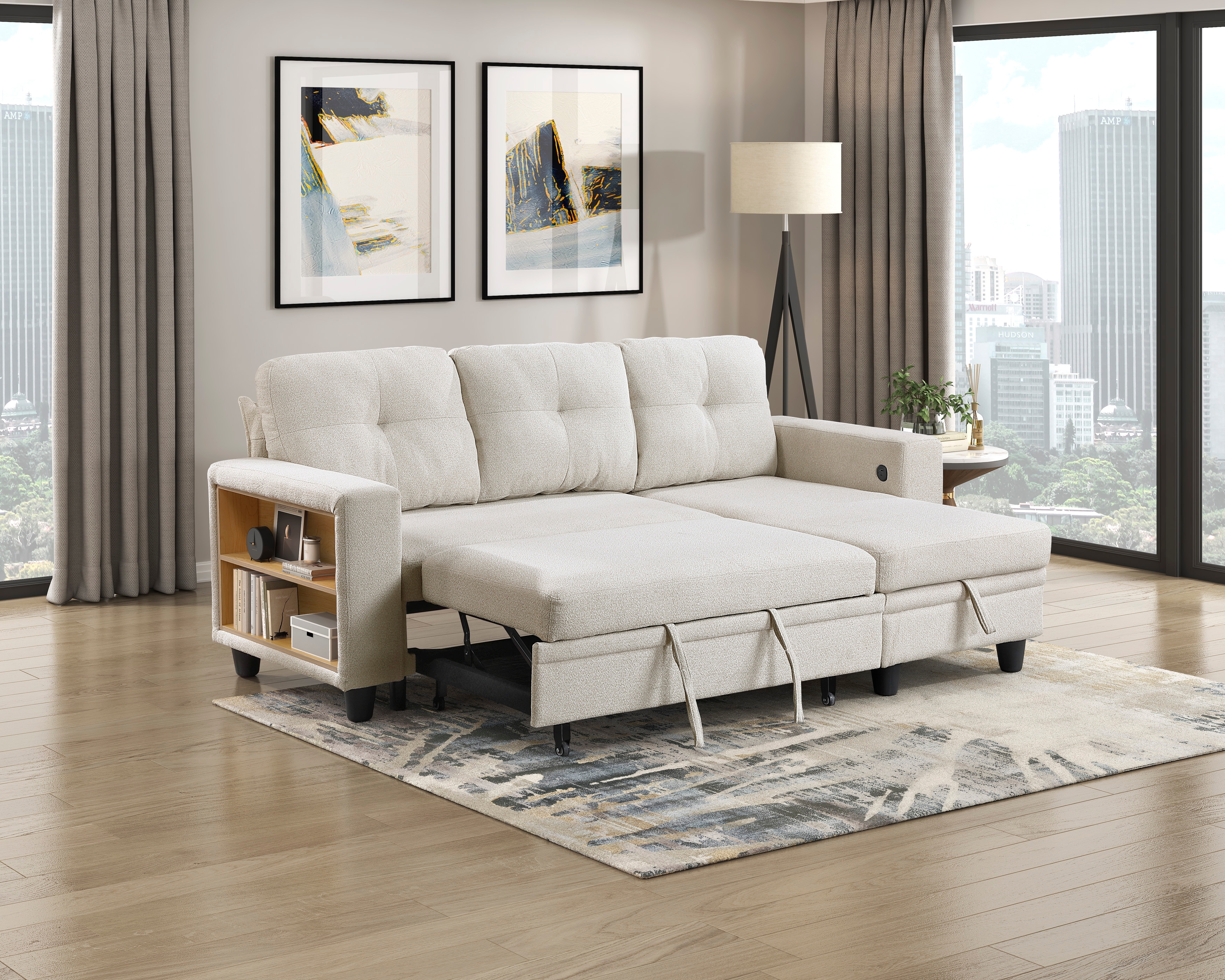 Homelegance Ansley 3-Piece Sectional Sofa with Pull-Out Bed