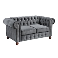 Traditional Loveseat with Button Tufting and Nailheads
