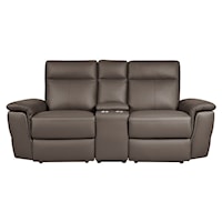 Contemporary Power Double Reclining Love Seat with Center Console