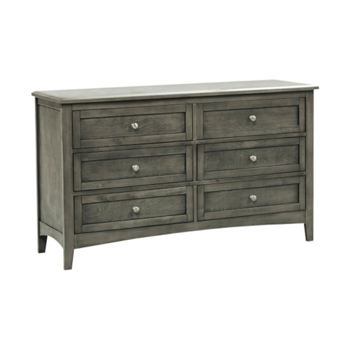 Transitional 6-Drawer Dresser with Brushed Nickel Hardware