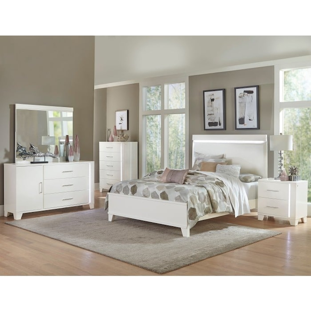 Homelegance Furniture Kerren California King Bed, LED Lighting