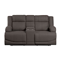 Transitional Power Double Reclining Loveseat with Center Console