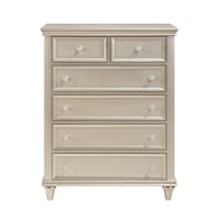 Traditional 6-Drawer Bedroom Chest with Polished Chrome Tones Knobs