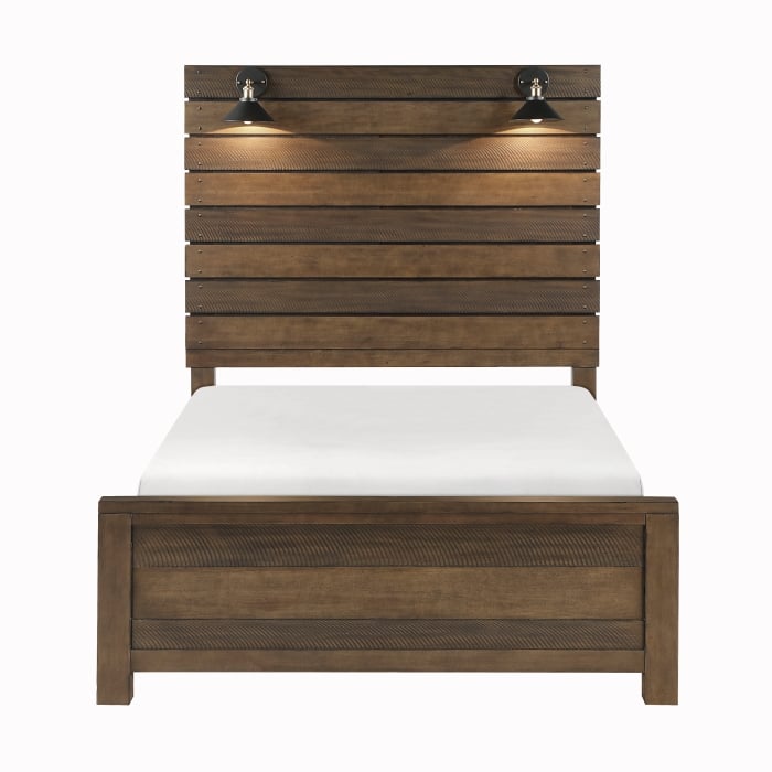 Queen Slat Bed with LED Lamps