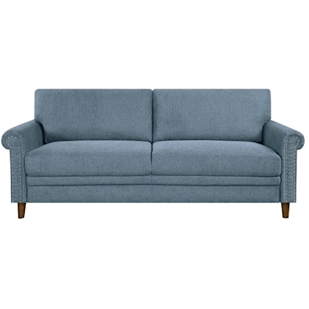 Transitional Sofa with Rolled Arms and Nailheads