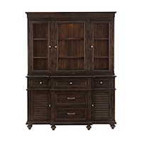 Transitional 2-Piece Buffet and Hutch with LED Lighting