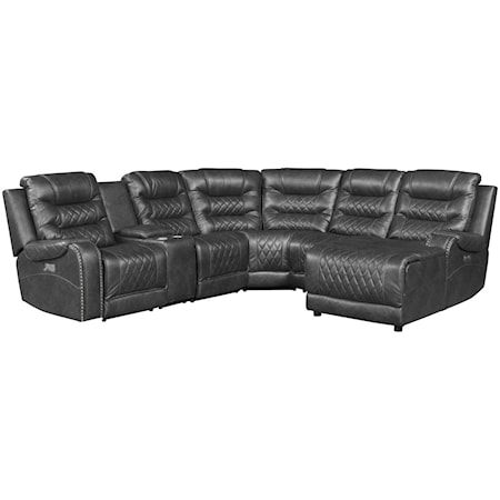 Casual 6-Piece Modular Power Reclining Sectional with Right Chaise