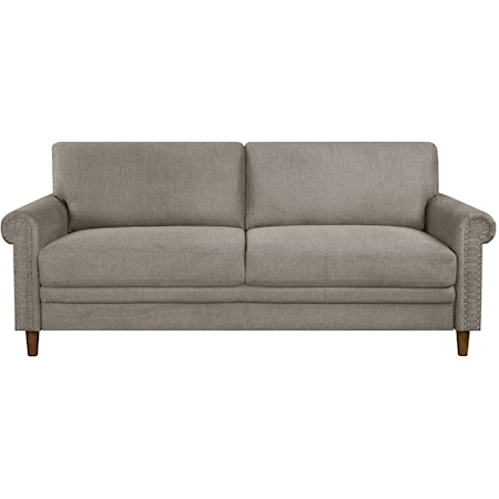 Transitional Sofa with Nailhead Trim on Rolled Arms