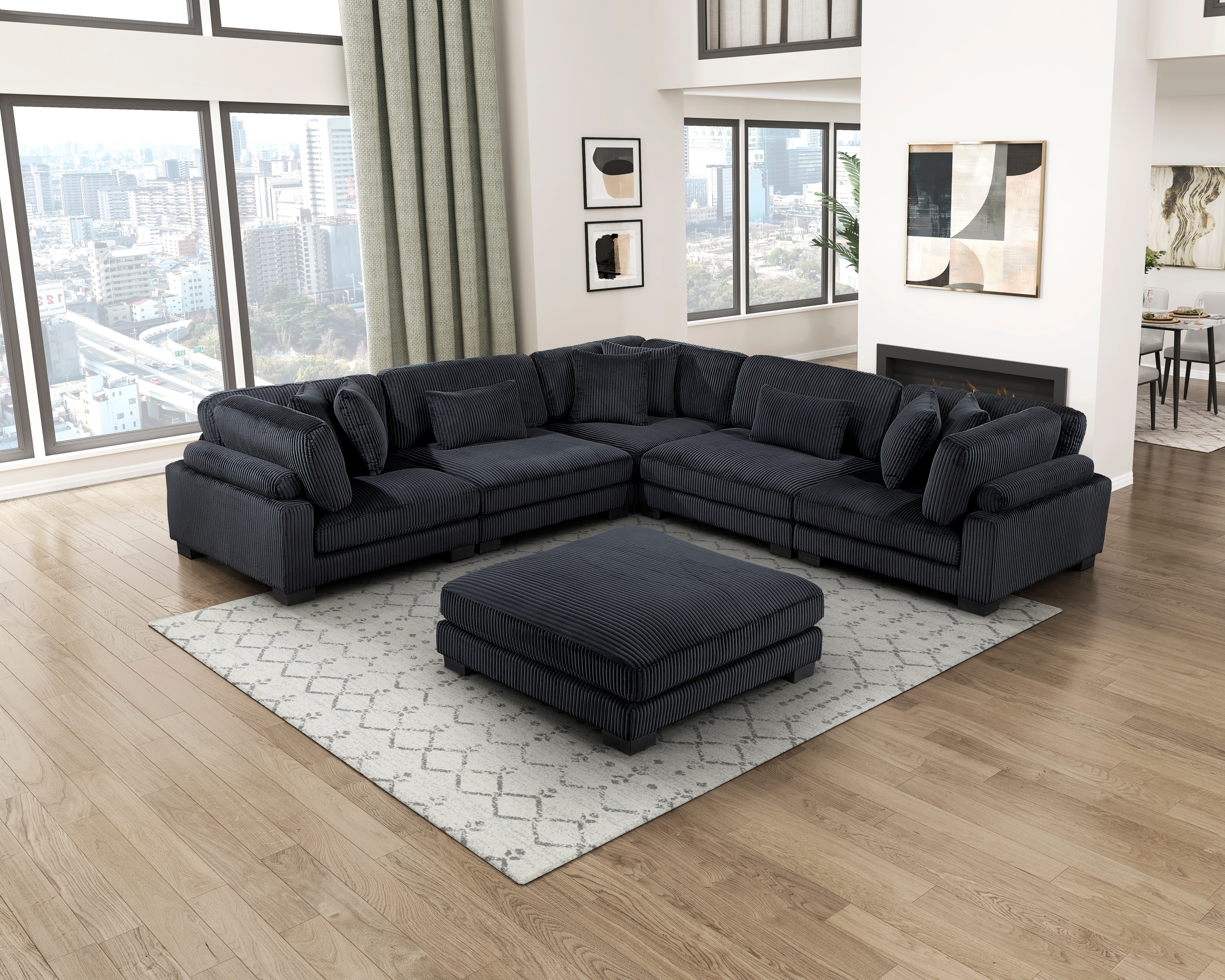 Homelegance Traverse 6-Piece Sectional Sofa with Ottoman