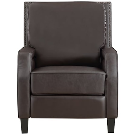 Transitional Push Back Recliner with Nailhead Trimming