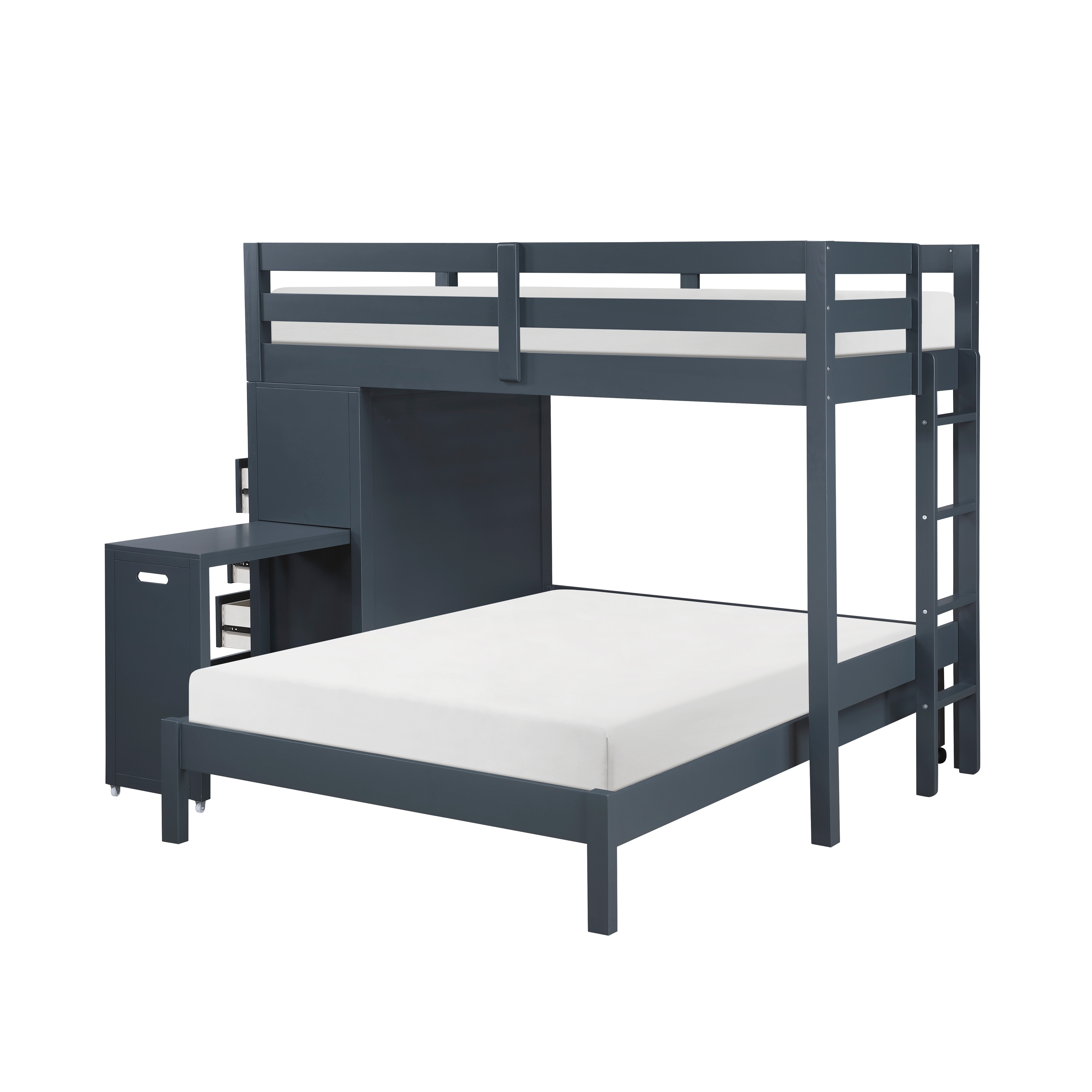 Twin/Full Loft Bunk Bed with Hidden Desk