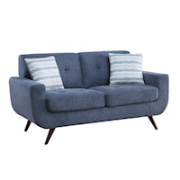 Mid-Century Modern Loveseat with Tufted Cushions