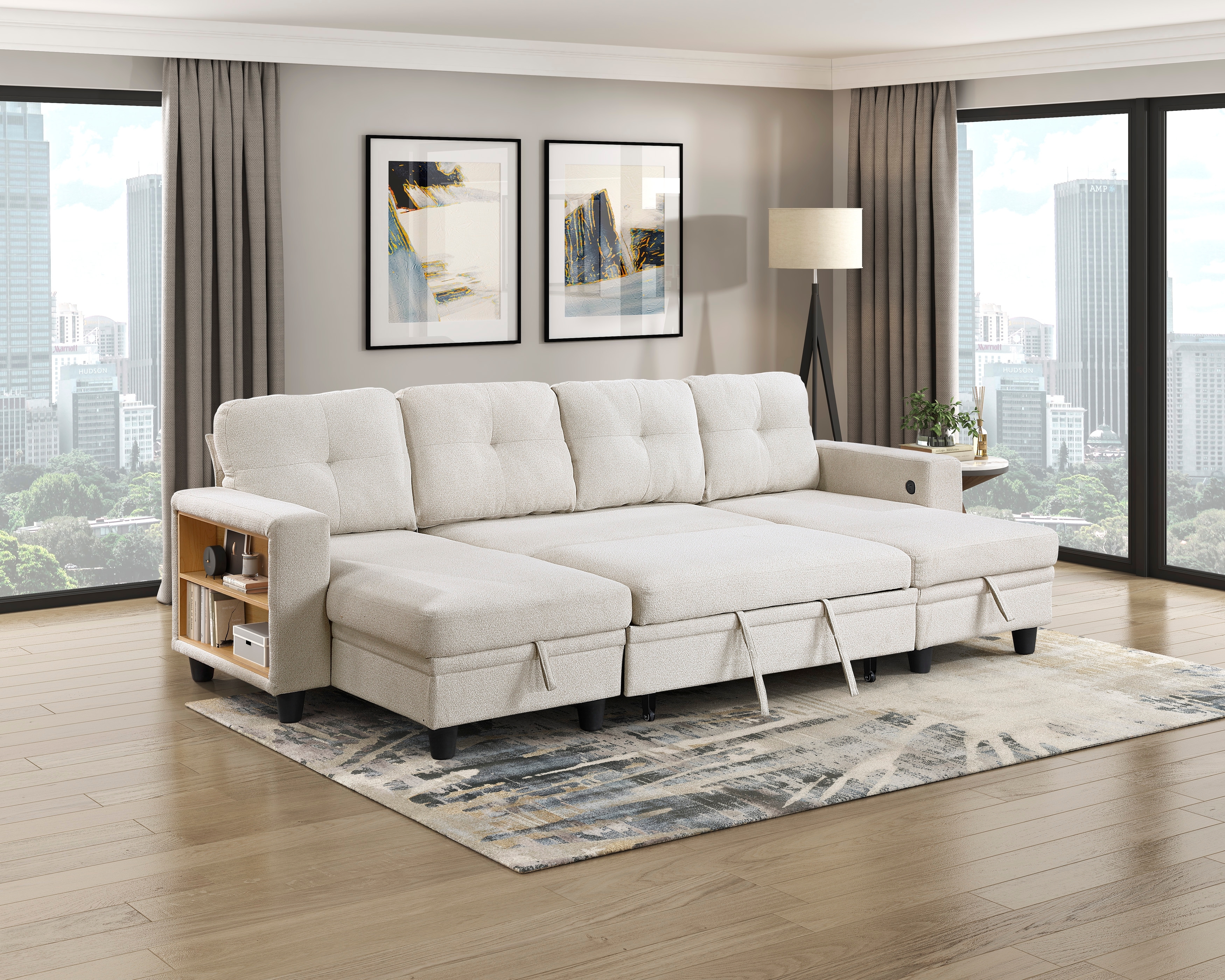 Homelegance Ansley 4-Piece Sectional Sofa with Pull-Out Bed