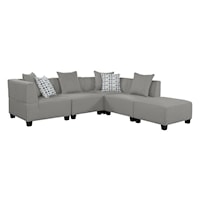 Transitional 5-Piece Modular Sectional with Ottoman
