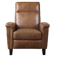 Contemporary Push Back Reclining Chair with Nailhead Trim