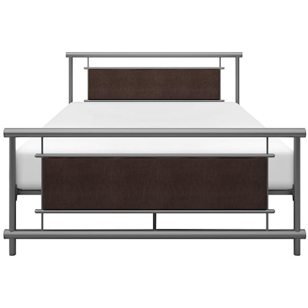Contemporary Full Platform Bed with Upholstered Inserts