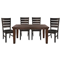Transitional 5-Piece Dining Set with Ladder Back
