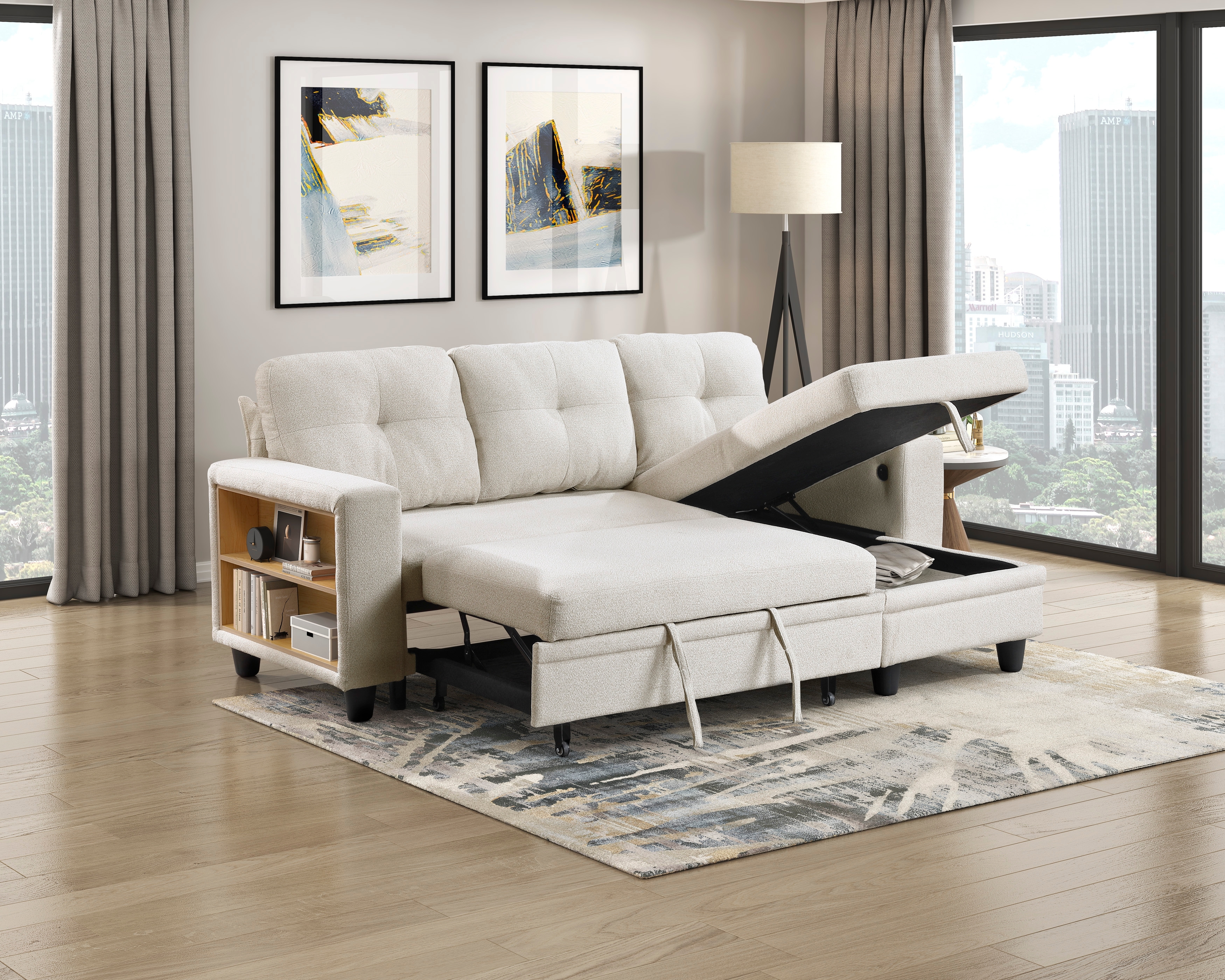 Homelegance Ansley 3-Piece Sectional Sofa with Pull-Out Bed