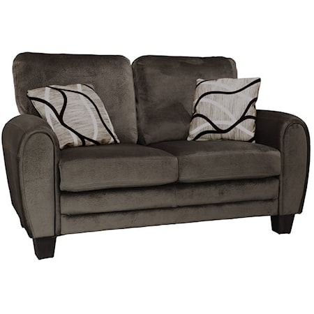 Contemporary Loveseat with Accent Pillows