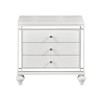 Glam Nightstand with Mirrored Inlays and Embossed Alligator Panels