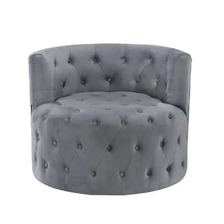 Glam and Chic Tufted Barrel Swivel Chair