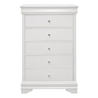 Glam 5-Drawer Chest with Faux Crystal Knobs