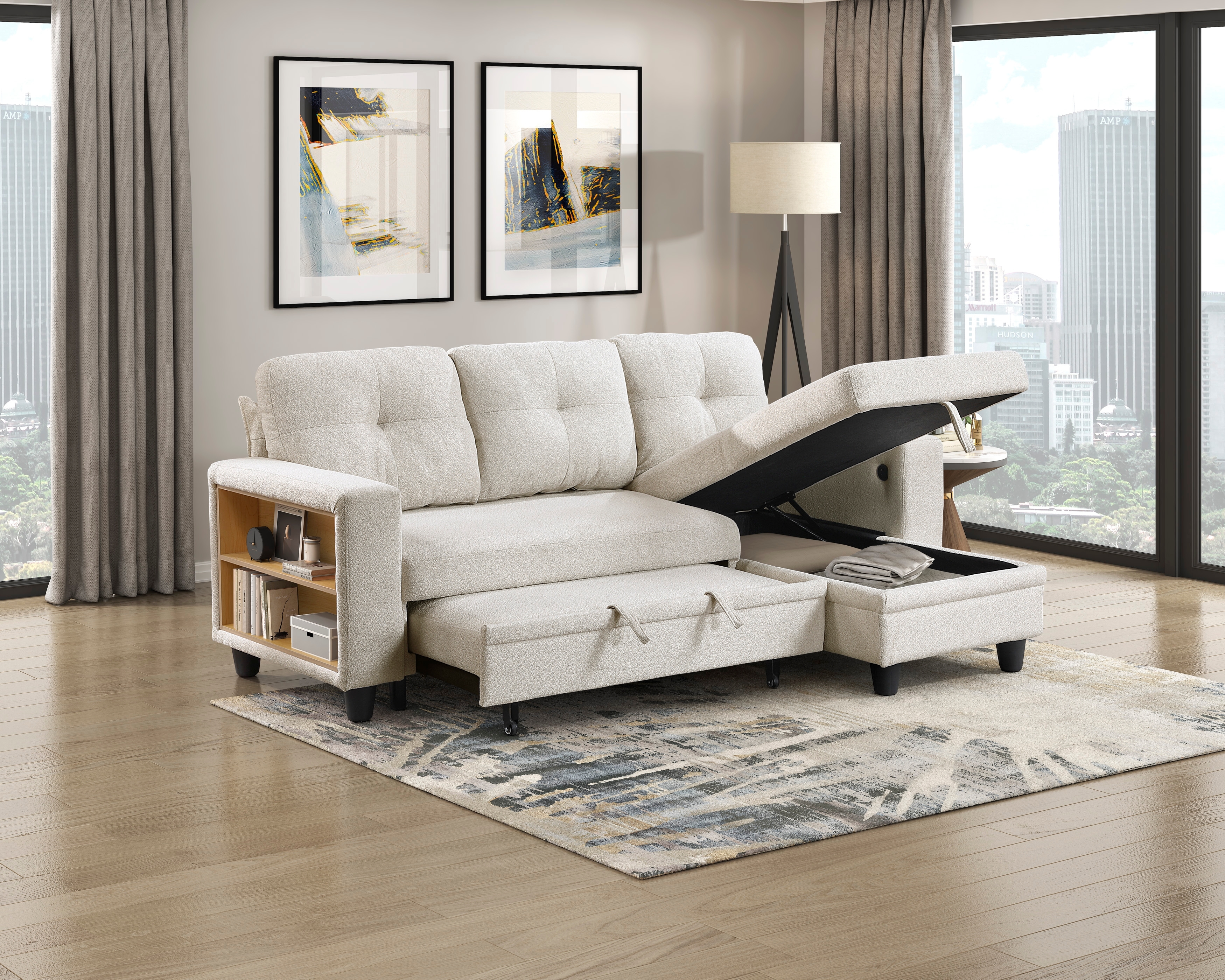 Homelegance Ansley 3-Piece Sectional Sofa with Pull-Out Bed