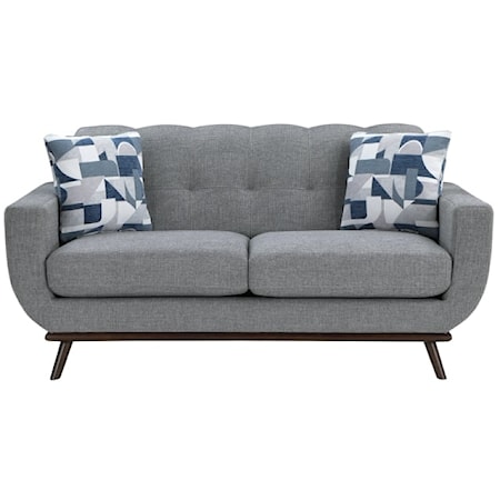 Mid-Century Modern Tufted Loveseat with Splayed Legs