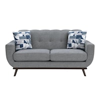Mid-Century Modern Tufted Loveseat with Splayed Legs