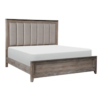 Rustic California King Bed with Channel Tufting