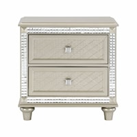 Glam 2-Drawer Nightstand with Mirror Trim