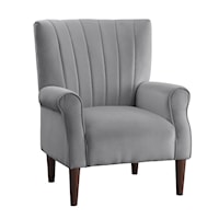 Transitional Accent Chair with Channel Tufting and Rolled Arms