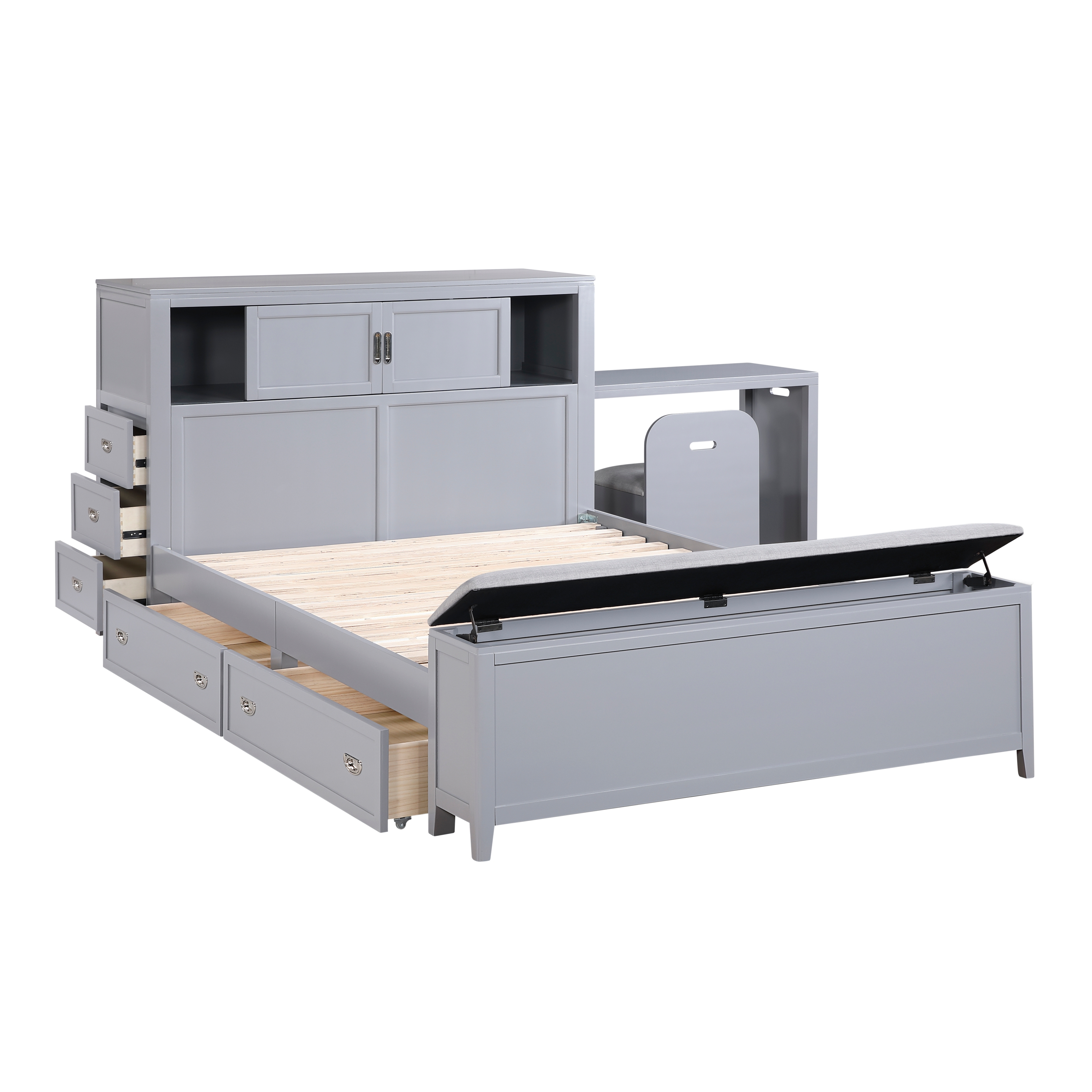 Homelegance Sloane Full Bookcase Bed with Hidden Desk